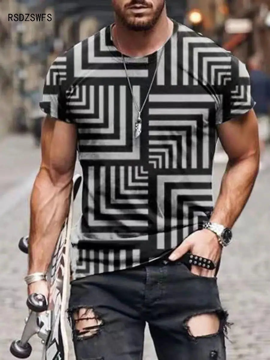 Camiseta de manga corta con estampado 3D para hombre, estilo callejero, Hip Hop, material poliéster