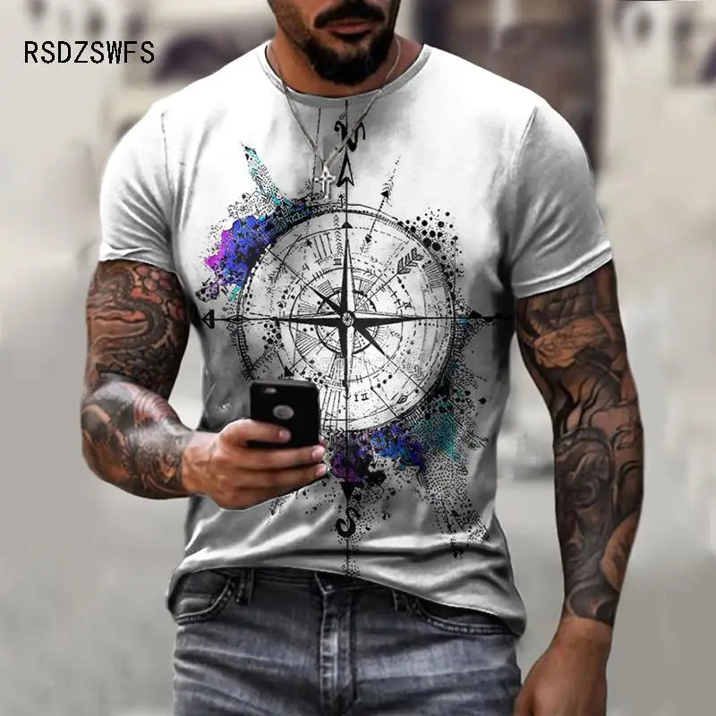 Camiseta de manga corta con estampado 3D para hombre, estilo callejero, Hip Hop, material poliéster